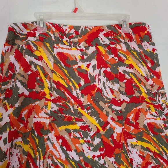 Ladies Medium Skirt Fun Multicolor Midi Laura Scott wrinkle free packable orange - Picture 2 of 9